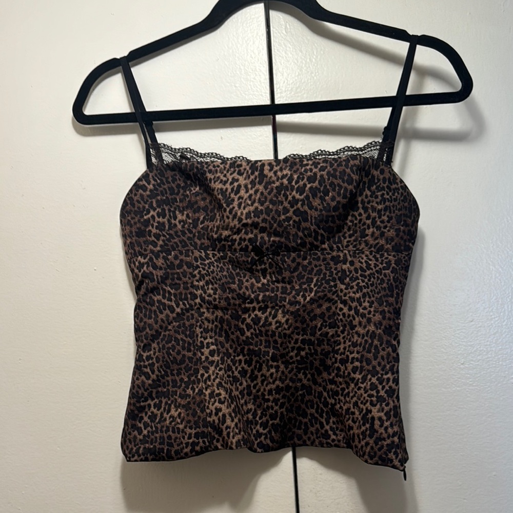 Zara Leopard Brown and Black Ruched Crop Camisole- NWT✨